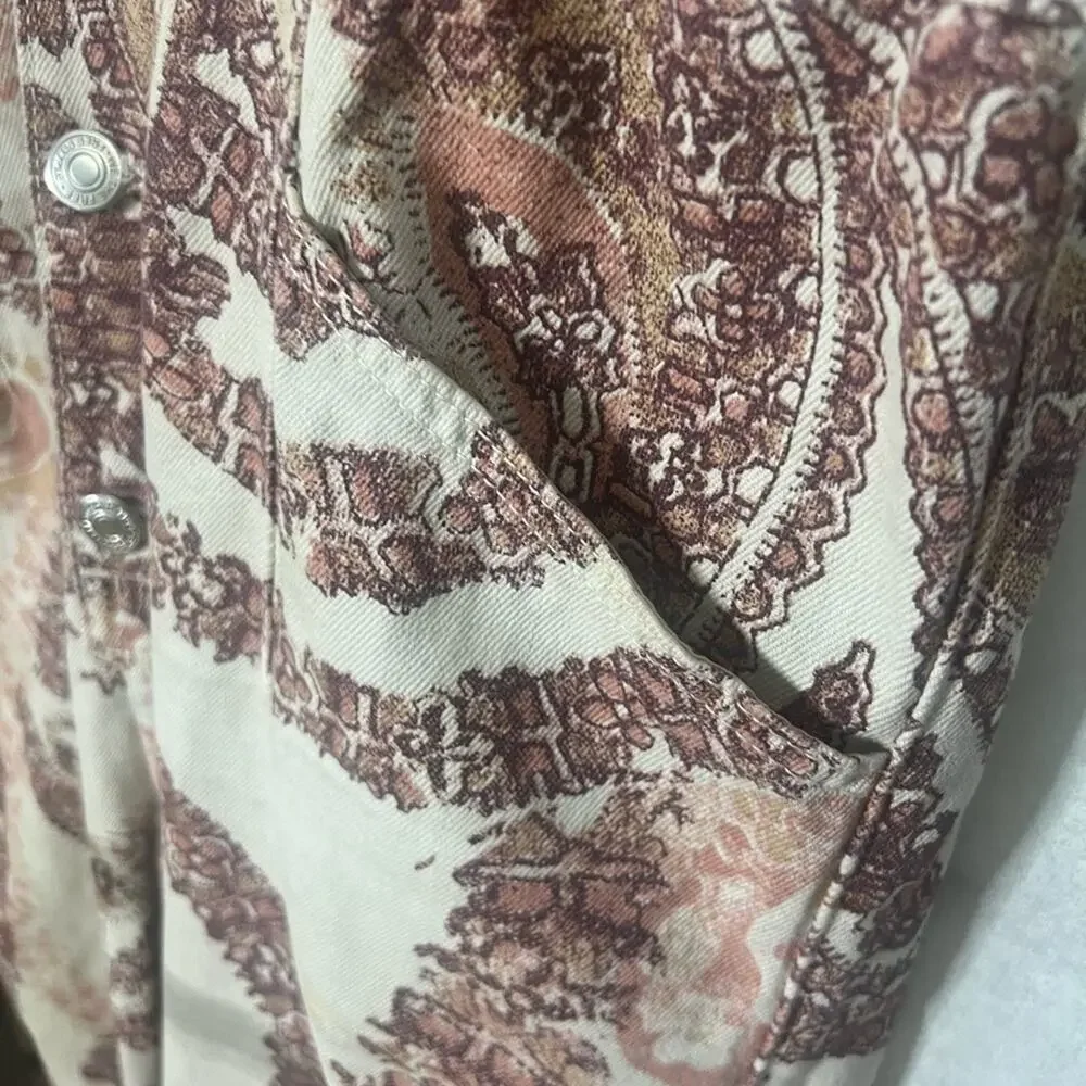 We The Free Cream and Brown Paisley Jumpsuit